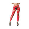 Red variegated holes crotchless legging