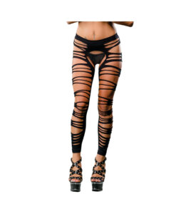 Black Crotchless Legging With Side Strap