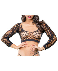 Alternative view of Black Crotchless Side Panel Legging