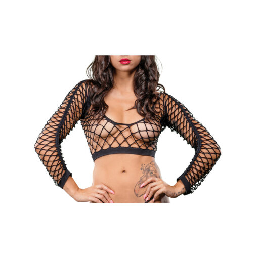Black Mesh/Fishnet Crotchless Legging - Image 3