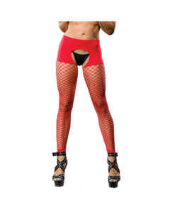 Red Crotchless  Mesh/fishnet  Legging