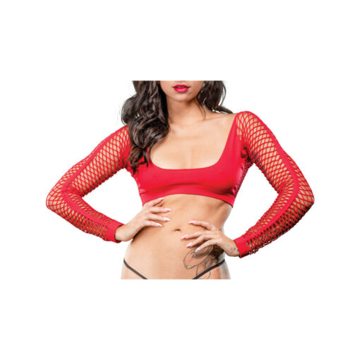 Red Crotchless  Mesh/fishnet  Legging - Image 3