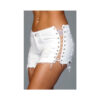 Denim Shorts With Lace Up Side White Large