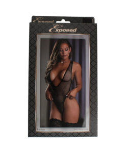 Fishnet Deep Plunge Teddy Black SM