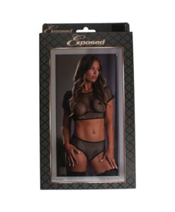 Fishnet Crop Top & Panty Set Black SM