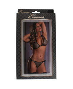 Fishnet Tie Bra & Bikini Set Black 2XL