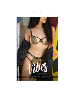 Vibes Savage Af Cutout Bra/caged Panty S/m