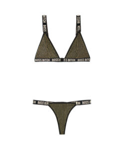 Vibes Boss Bitch Bra/panty Gold Ring Blk M/l