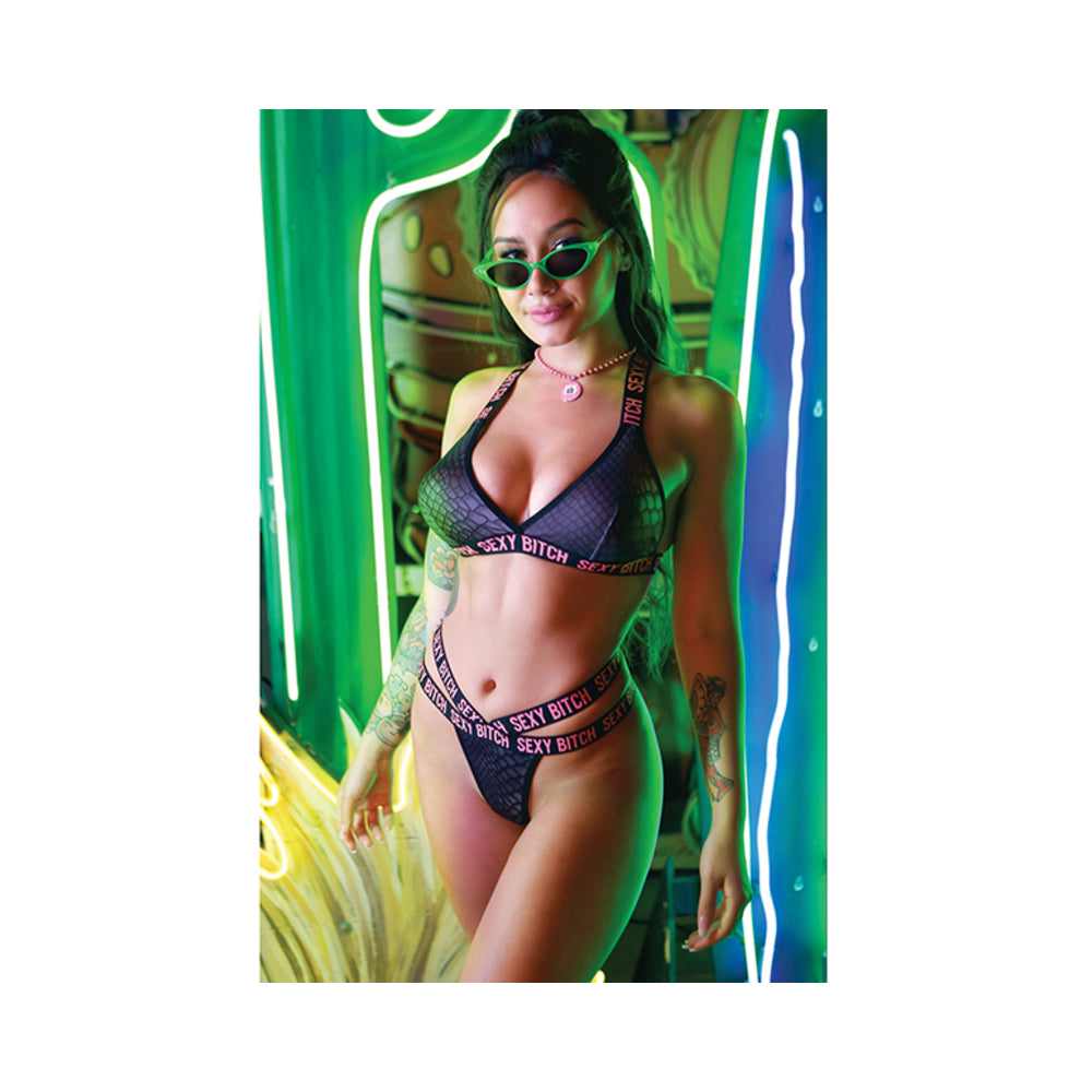 Vibes Sexy Bitch Reptile Print Set Blk Lxl - Image 3