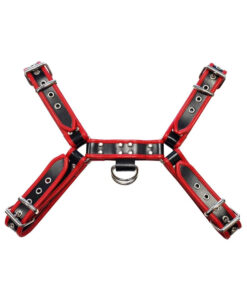 O.t.h Leather Harness - Black With Red Accessories Size Extra Large
