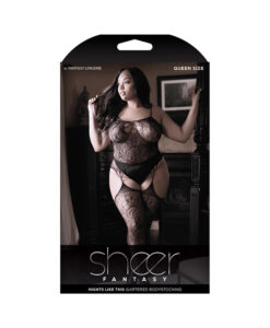 Sheer Nights Like This Gartered Bodystocking With Cutout Front Queen