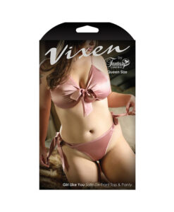 Vixen Girl Like You Satin Tie Front Top & Side Tie Panty Queen