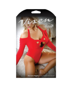 Vixen Havana Nights Halter Long Sleeve Bodysuit With Snap Closure One Size
