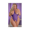Ms Sheer Mesh Cupless Teddy Purple 1 Size Queen