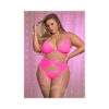 Ms Sheer Mesh Bra Garter & Panty Pink 1 Size Queen