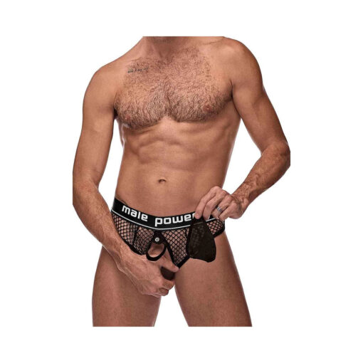 MP Cock Pit Net Cock Ring Thong Blk SM - Image 2