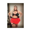Bralette, Skirt Panty, With Detachable Leg Garter And Pom Pom Wristlets 1x/2x Black And Red