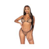 Industrial Net G String Bikini Set W/ Heart Accent Black Os