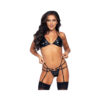 Vinyl Bikini Top, Heart Accent G-string Garter Belt Black S/m