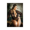 Moonlight Long Sleeved Sheer Bodysuit With Snap Closure 3x/4x Black