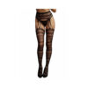 Shots Le Desir Suspender Striped Pantyhose Os Black