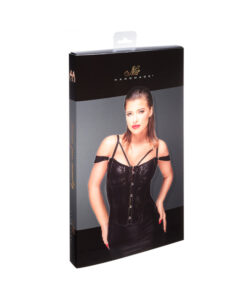 Noir Handmade Corset With Lace And Powerwetlook L