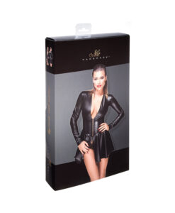 Noir Handmade Powerwetlook Minidress With Corset Xxl