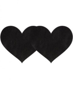 Black Satin Heart Shaped Pasties 2 Pack