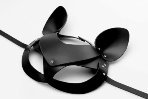 Bad Kitten Leather Cat Mask Black O/S - Image 3