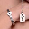 Cuffed Locking Bracelet, Key Necklace Tungsten Steel