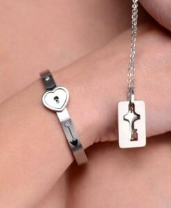 Cuffed Locking Bracelet, Key Necklace Tungsten Steel