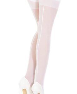 Alternative view of Sheer Thigh High Stockings Back Seam White XL