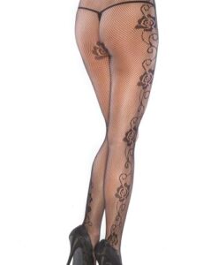 Alternative view of Pantyhose W/ Side Rose Detail Black O/s