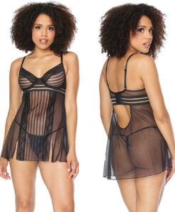 Coquette Babydoll & G-String Set-Black X-Large