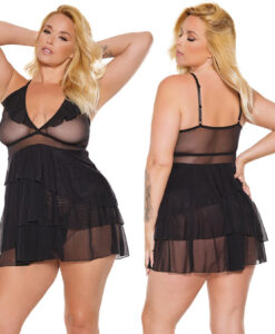 Babydoll & G-String-Black O/S X