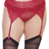 Crotchless Panty W/ Attached Garter Merlot Queen O/s
