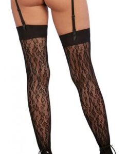 Alternative view of Leopard Fishnet Thigh High Stockings Black O/S