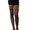 Sheer Thigh High W/ Stay Up Leopard Print Top O/s