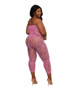 Alternative view of Seamless Leopard Bodystocking W/ Rhinestones Milkshake Pink Q/s