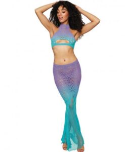 Alternative view of Seamless Crochet Patterned Bralette & Maxi Skirt Wisteria /ocean O/s