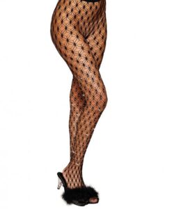 Alternative view of Geometric Fence Net Pantyhose W/ Rhinestones Black O/s