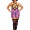 Stretch Mesh Garter Slip W/ Contrast Venise Trim Iris Queen