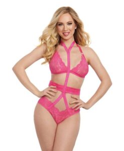 Bralette & Harness Panty Fuschia Queen