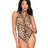 Flocked Cheetah Print Mesh Teddy Nude/black O/s