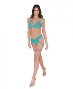Alternative view of Stretch Lace & Fishnet 2 Pc Set Ocean O/s