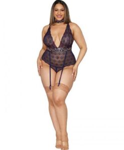 Stretch Lace Garter Teddy & Choker Nocturnal Q/s