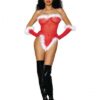 Naughty List Seamless Fishnet Santa Teddy Lipstick Red Os