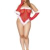 Naughty List Seamless Fishnet Santa Teddy Lipstick Red Q/s