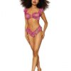 Gold Foil Lace Bralette & Panty Set Azalea/gold O/s
