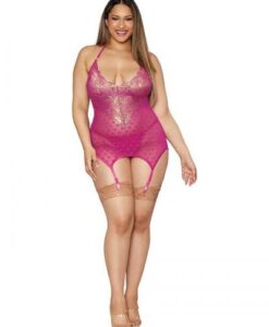 Gold Foil Heart Lace Garter Slip Azalea/gold Q/s